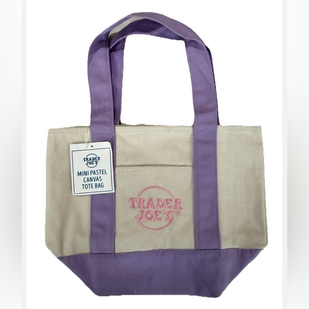NWT TRADER JOES Pastel Mini Tote in Purple